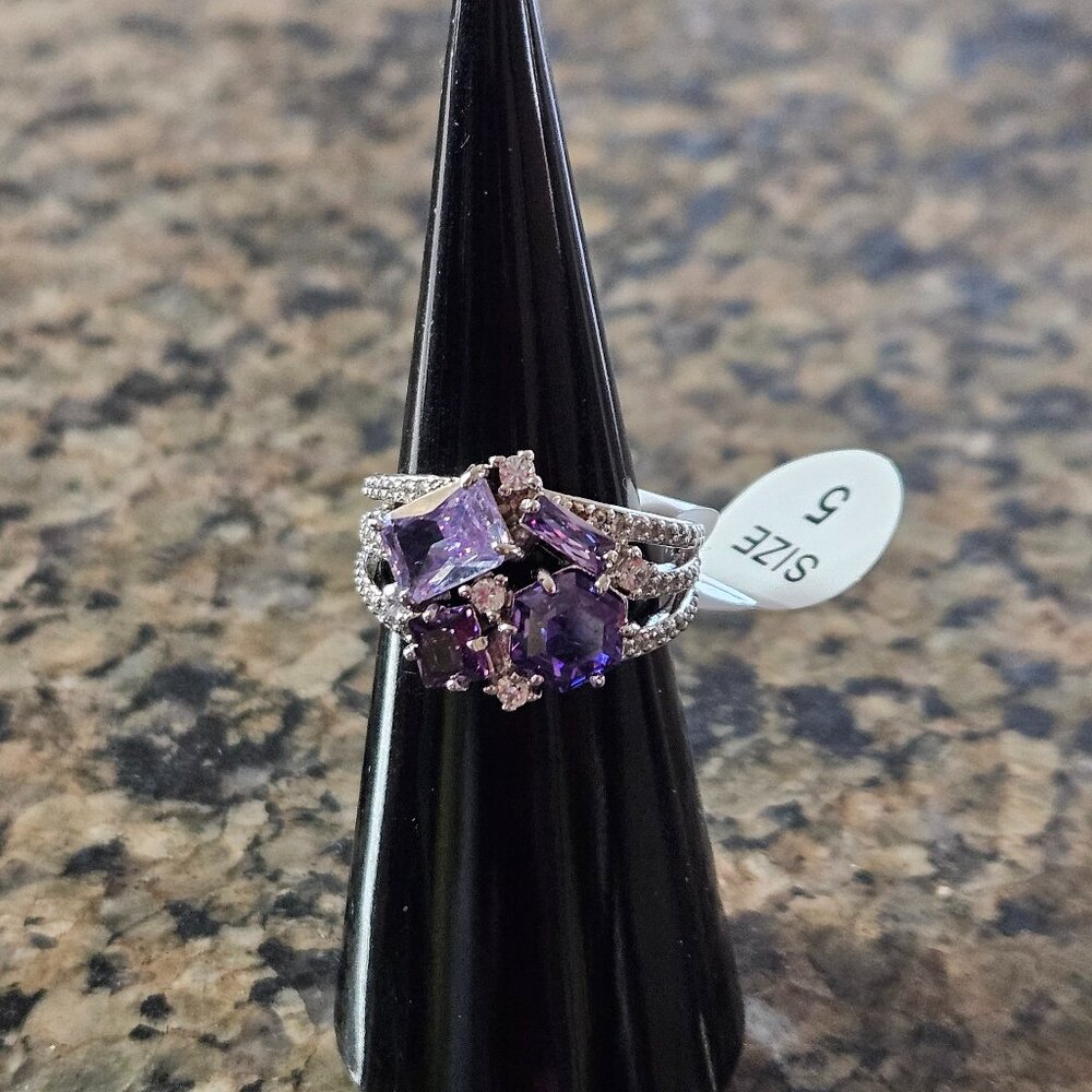 Bomb Party RG93108 "Stay in Love" Array of Amethyst Cubic Zirconia Sz 5